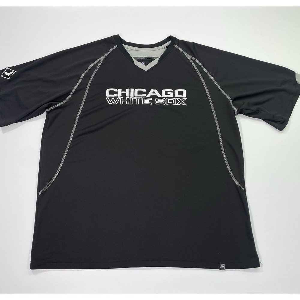 White Sox Mesh Majestic T Shirt Men's 2XL Performance Dri Fit Active MLB Black